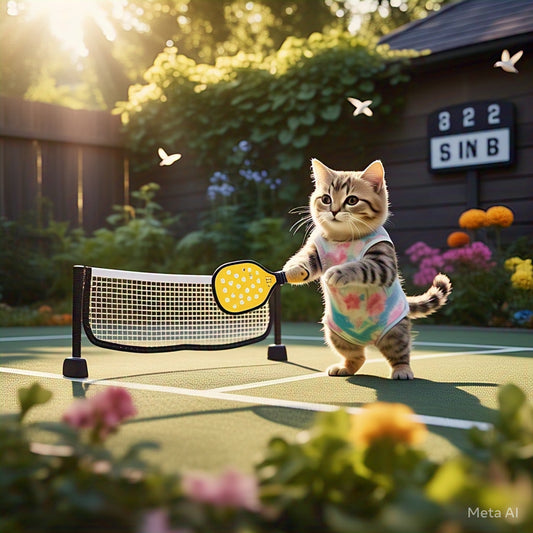 A cat playing pickleball (AI view)